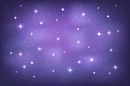 Night sky with glittering stars background. Vector horizontal templateのイラスト素材