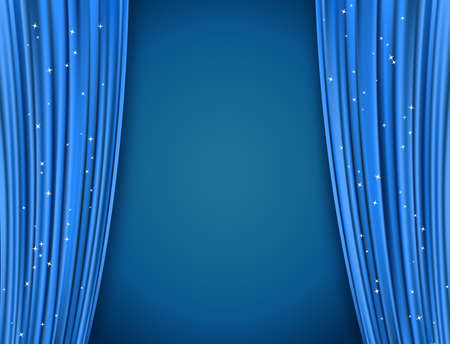 blue theater curtains with glitterのイラスト素材