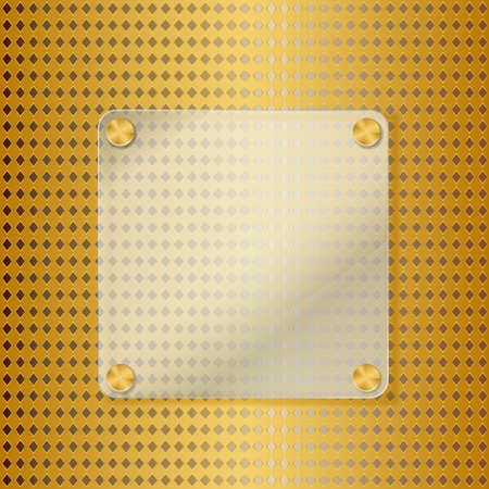 glass frame on golden background with grid. vectorのイラスト素材
