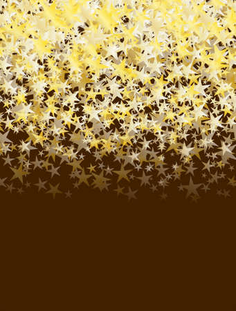 glitter golden stars falling over brown background. abstract celebration vector backgroundのイラスト素材