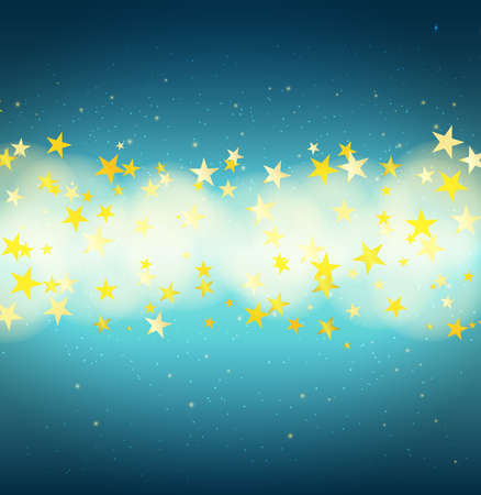 background with glitter light and stars flowing from blue background. vectorのイラスト素材