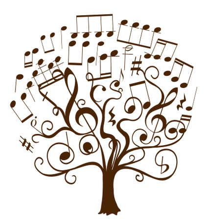 musical notes as leaves on a tree abstract illustrationのイラスト素材