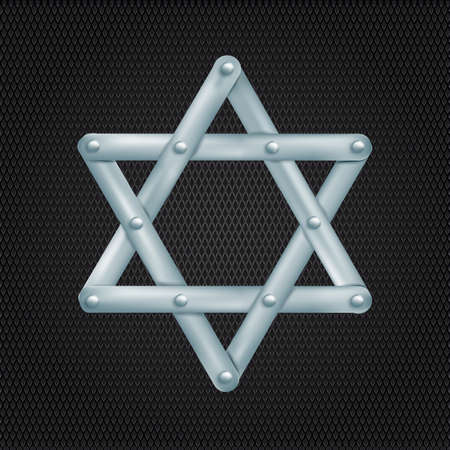 metallic Star of David on grid background. vector illustrationのイラスト素材