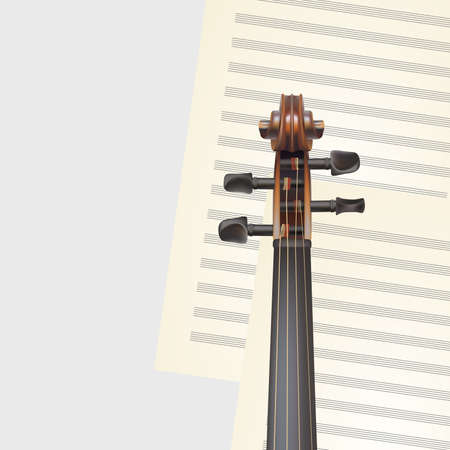 violin neck on musical backgroundのイラスト素材