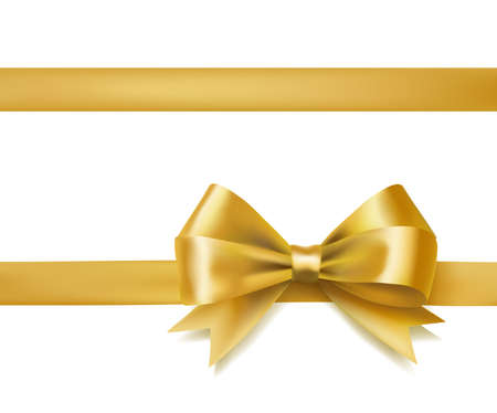 golden bow ribbon on white. decorative design element. vectorのイラスト素材