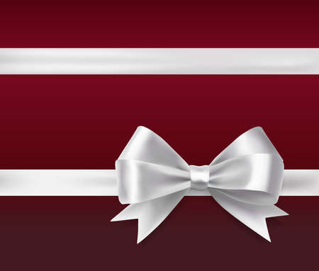 white ribbon bow over red background. vector decorative design elementsのイラスト素材