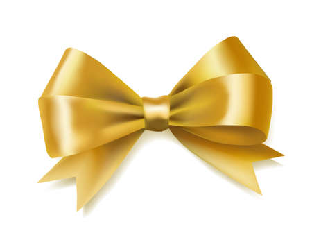 golden bow ribbon on white. decorative design element. vectorのイラスト素材