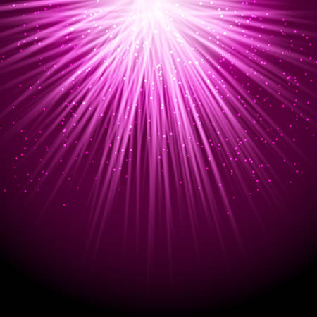 light rays falling from above with sparkling particles purple abstract background. vectorのイラスト素材