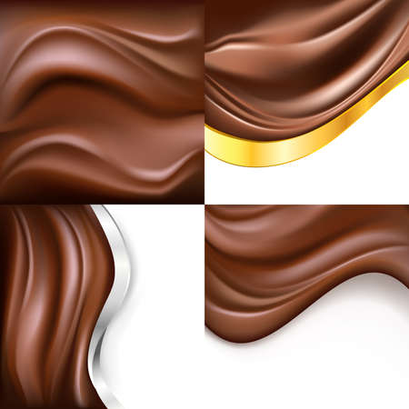 creamy chocolate on white background set. vectorのイラスト素材