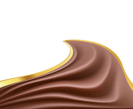 creamy chocolate abstract sweet food background with gold on white. vectorのイラスト素材