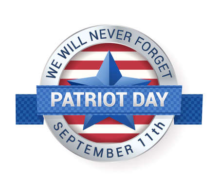 Patriot Day September 11th digital sign with star and ribbon. vector illustrationのイラスト素材