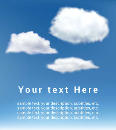 realistic vector white clouds on blue sky backgroundのイラスト素材