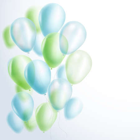 light blue and green balloons background. vector illustrationのイラスト素材