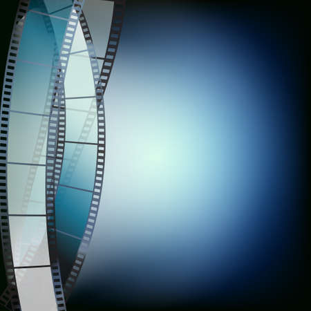 blue cinema background with retro film stripsのイラスト素材
