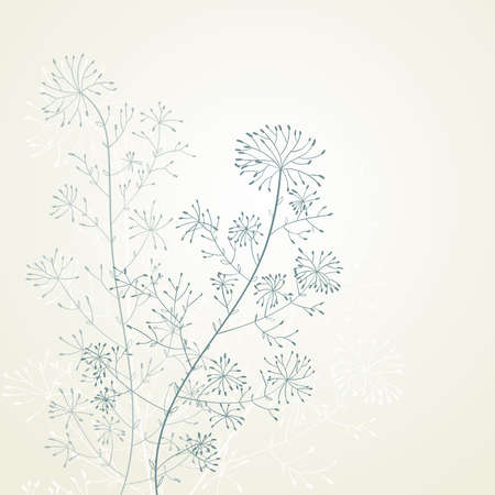 botanical abstract background with line art plants with seeds. vectorのイラスト素材
