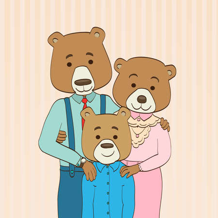 Cartoon characters bear family illustrationのイラスト素材