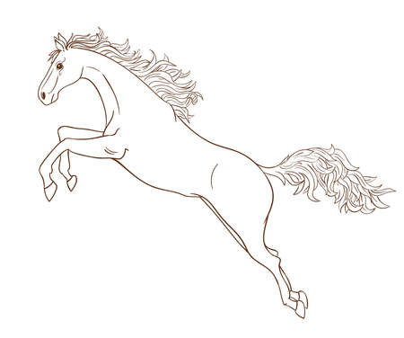 Jumping horse in line art styleのイラスト素材
