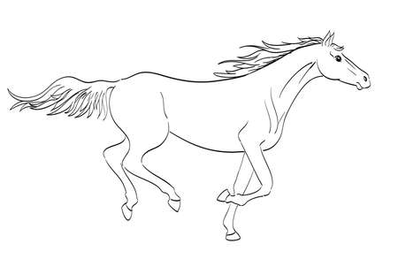 running horse outline in line art styleのイラスト素材