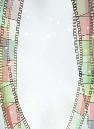 retro light blue cinema background with film strips and stars.のイラスト素材