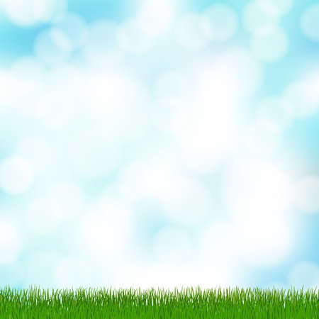 blurry sky background with green grass.のイラスト素材