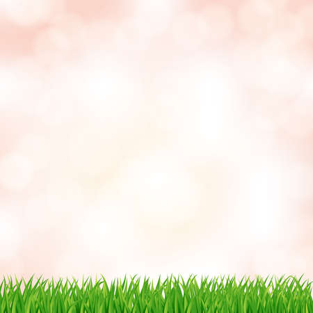 spring abstract background with light in the sky and green grass.のイラスト素材