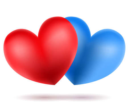 red and blue heart shape on white. vectorのイラスト素材