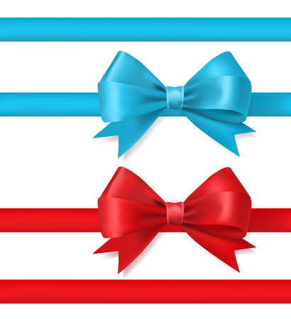 Blue and red ribbon bow on white. vectorのイラスト素材