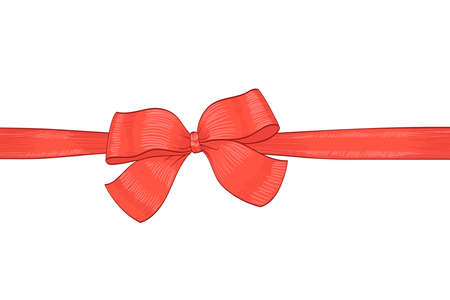 red bow ribbon hand drawn illustration. vectorのイラスト素材