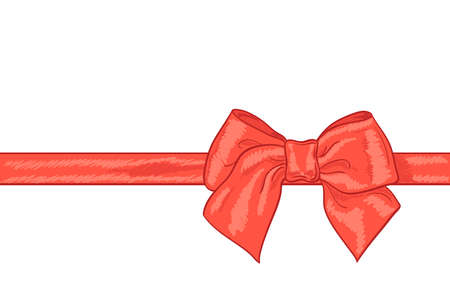 hand drawn red ribbon bow on white. vectorのイラスト素材
