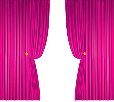 open pink curtains with ropes. vector illustrationのイラスト素材