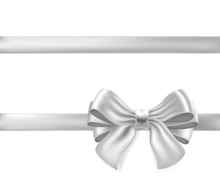 Golden yellow bow with horizontal ribbon isolated on white. Decorative design element. vectorのイラスト素材