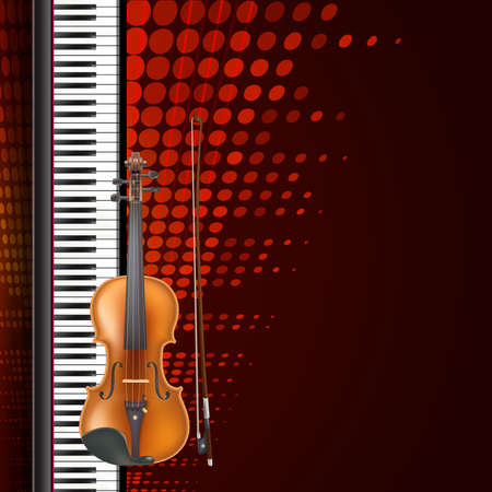 realistic violin, bow, piano an equalizer background. vector illustrationのイラスト素材