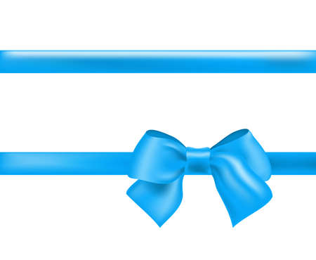 blue bow with horizontal ribbon isolated on white. Decorative design element. vectorのイラスト素材