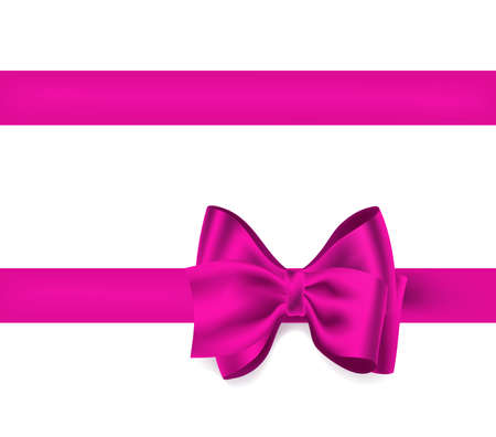 Bow knot with horizontal pink ribbon isolated on white. Decorative design element for celebrations greetings, invitations. vectorのイラスト素材