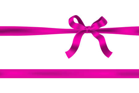 pink bow ribbon illustration. vector decorative design element on whiteのイラスト素材