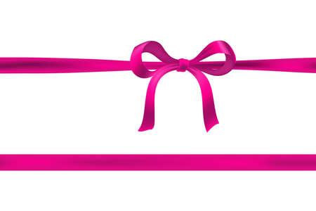 pink bow on white with horizontal ribbon. vectorのイラスト素材