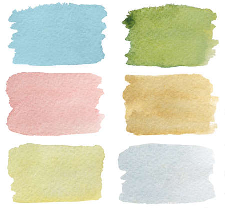set of watercolor splashes backgrounds isolated on whiteの写真素材