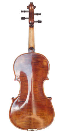 Violin back isolated on whiteの写真素材