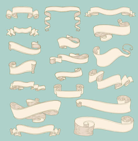 set of vintage banner ribbons. old scrolls as design elements. vector illustrationのイラスト素材