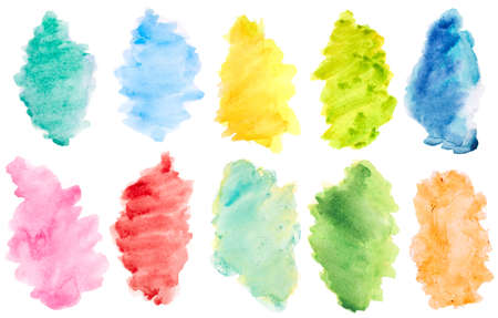 set of watercolor brushes on whiteの写真素材