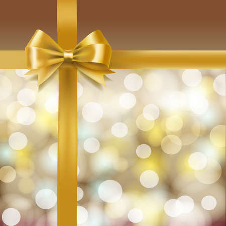 Golden bow on bokeh holiday backgroundのイラスト素材