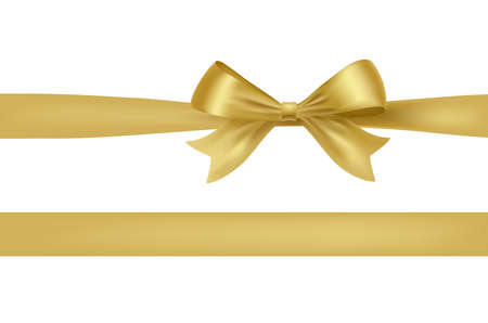 golden bow knot isolated on white. vector design element for your invitation and celebration greeting cardsのイラスト素材