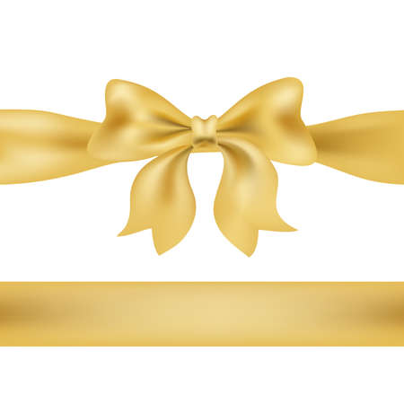 golden bow and ribbon on white. decorative design element for celebration greeting and invitation cards. vectorのイラスト素材