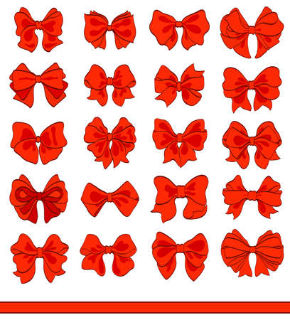 Cartoon red bows setのイラスト素材