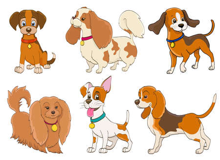 Set of cartoon dogsのイラスト素材