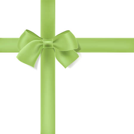 green bow with horizontal ribbon isolated on white. Decorative design element. vectorのイラスト素材