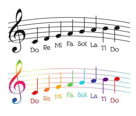 Funny rainbow  gamma with musical notes. vectorのイラスト素材