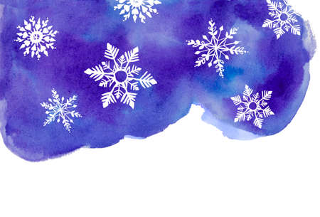 Winter watercolor abstract background with snowflakes.の写真素材