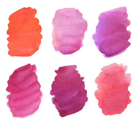 watercolor brush strokes background in purple and red colorsの写真素材