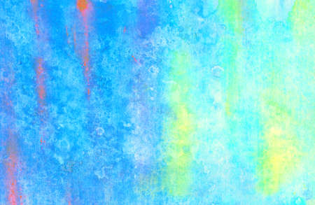 Abstract watercolor background with bright yellow, turquoise and blue colorsの写真素材